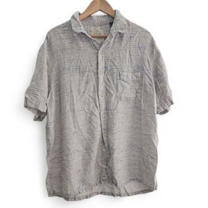 Tasso Elba Silk Linen Shirt Men’s XXL Blue Gray Coastal Resort Button Up